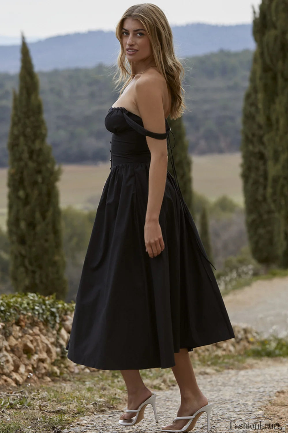 Tatiana Black Stylish Midi Sundress