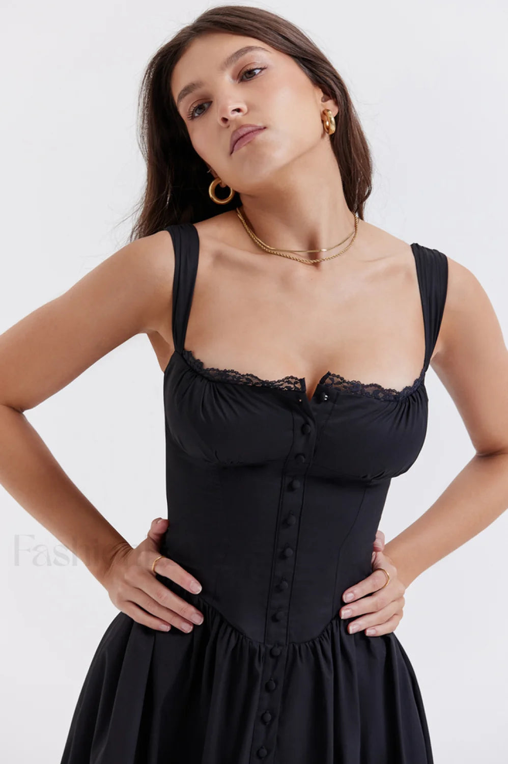 Tatiana Black Stylish Midi Sundress