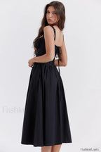Tatiana Black Stylish Midi Sundress