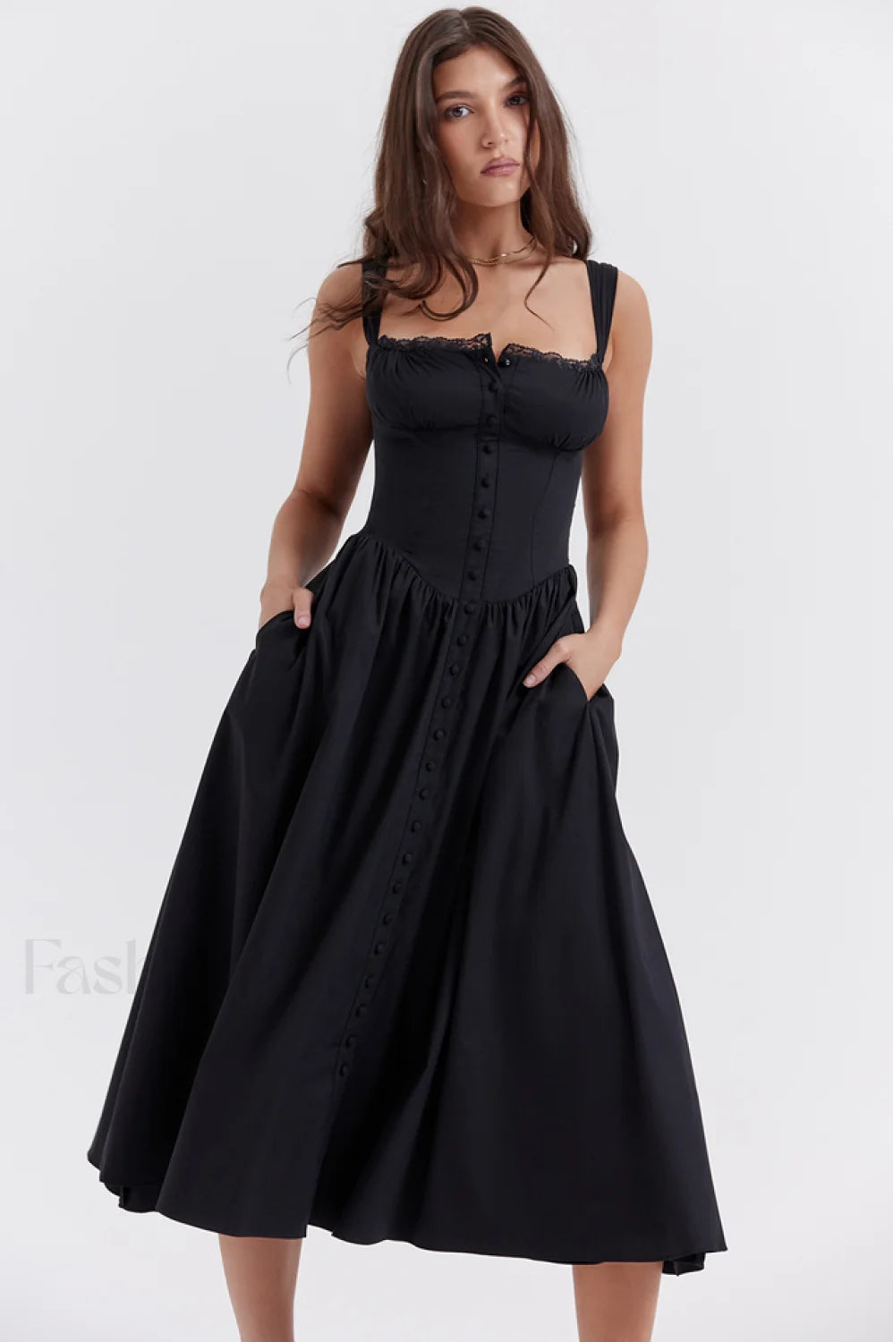 Tatiana Black Stylish Midi Sundress