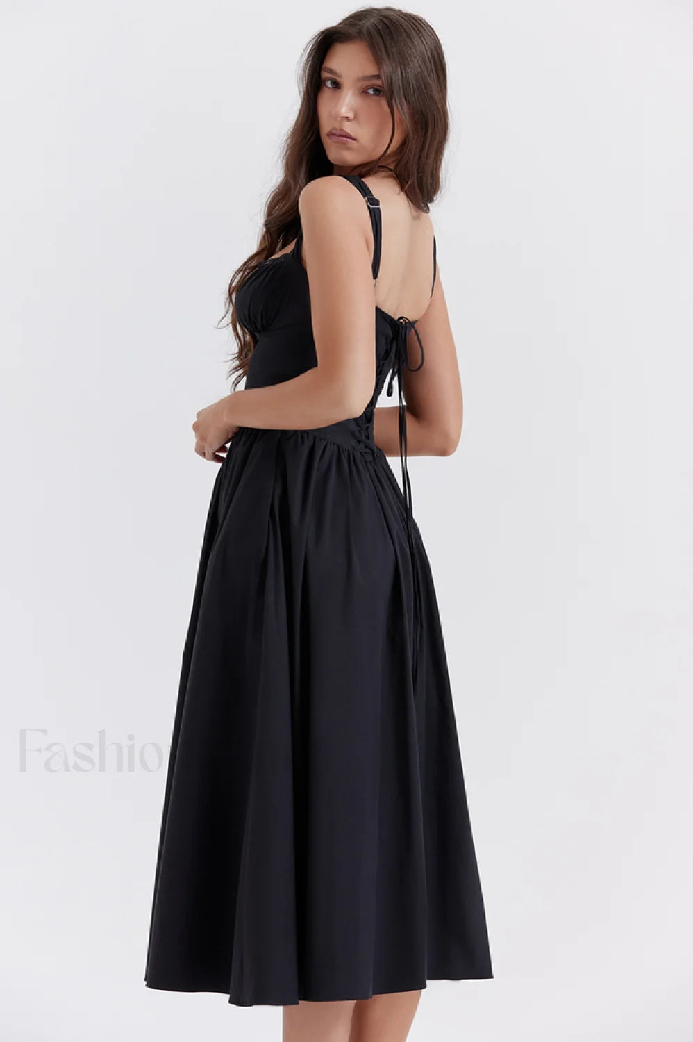 Tatiana Black Stylish Midi Sundress