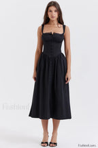 Tatiana Black Stylish Midi Sundress XS / Black