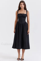 Tatiana Black Stylish Midi Sundress XS / Black