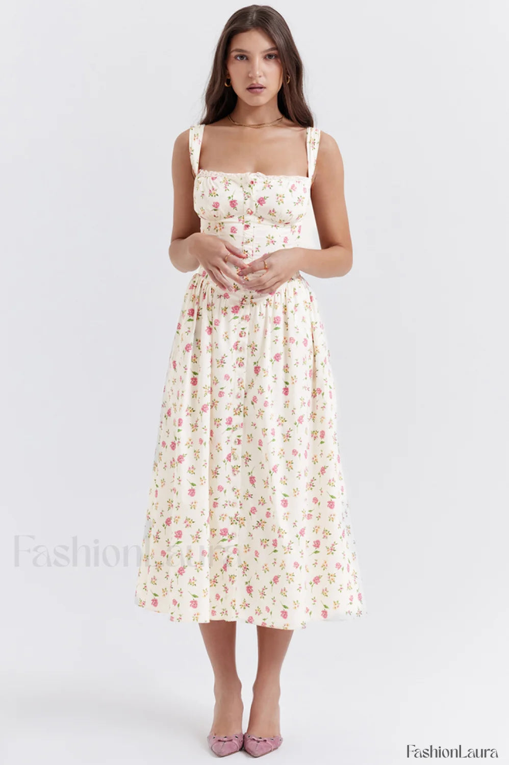 Tatiana Rose Stylish Print Midi Sundress XS / Rose Print