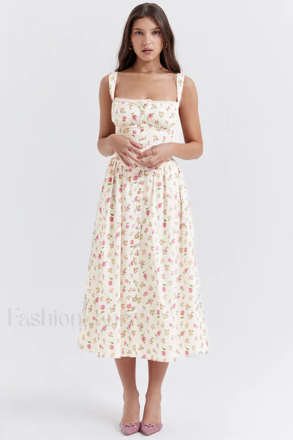 Tatiana Rose Stylish Print Midi Sundress XS / Rose Print