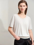 Tencel Embroidery T Shirt Gray / S