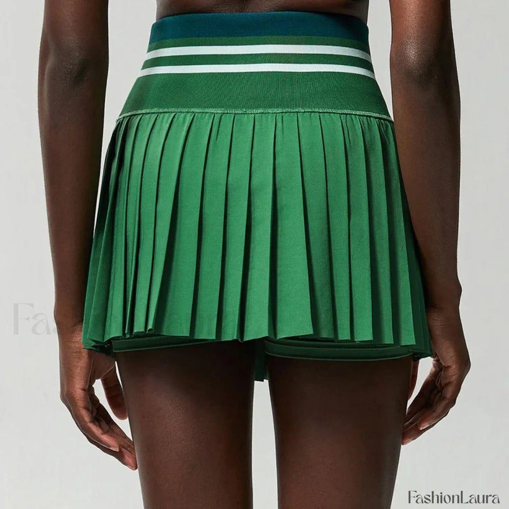 Tennis Pleated Sporty Pocket Skirt Dark green / S