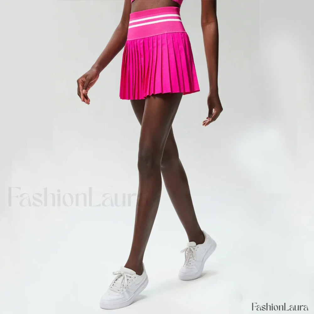 Tennis Pleated Sporty Pocket Skirt Red / S