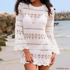 Textured Horn Sleeve Short Cover Up