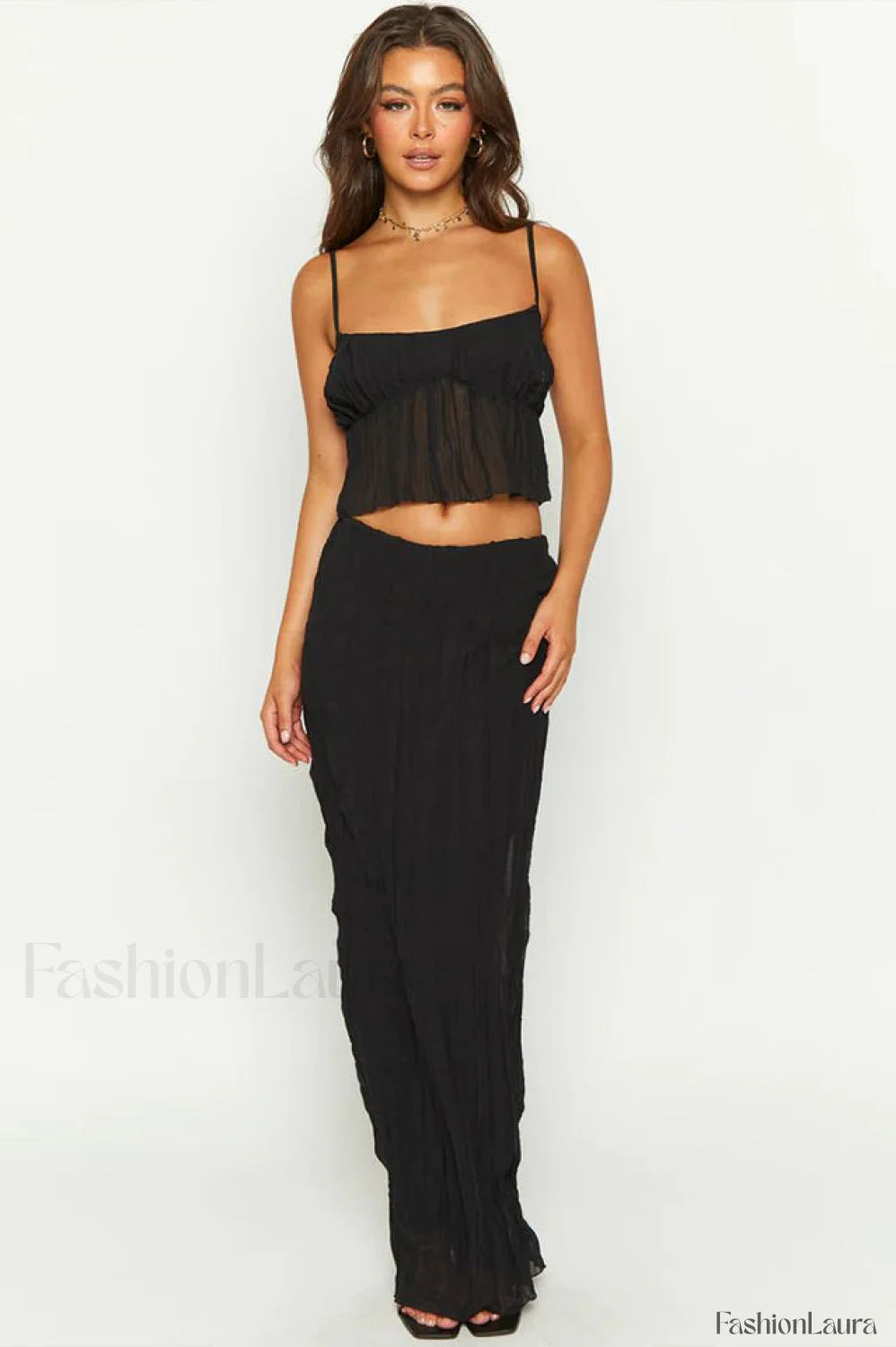 The Moment Top Charming + Skirt Set S / Black