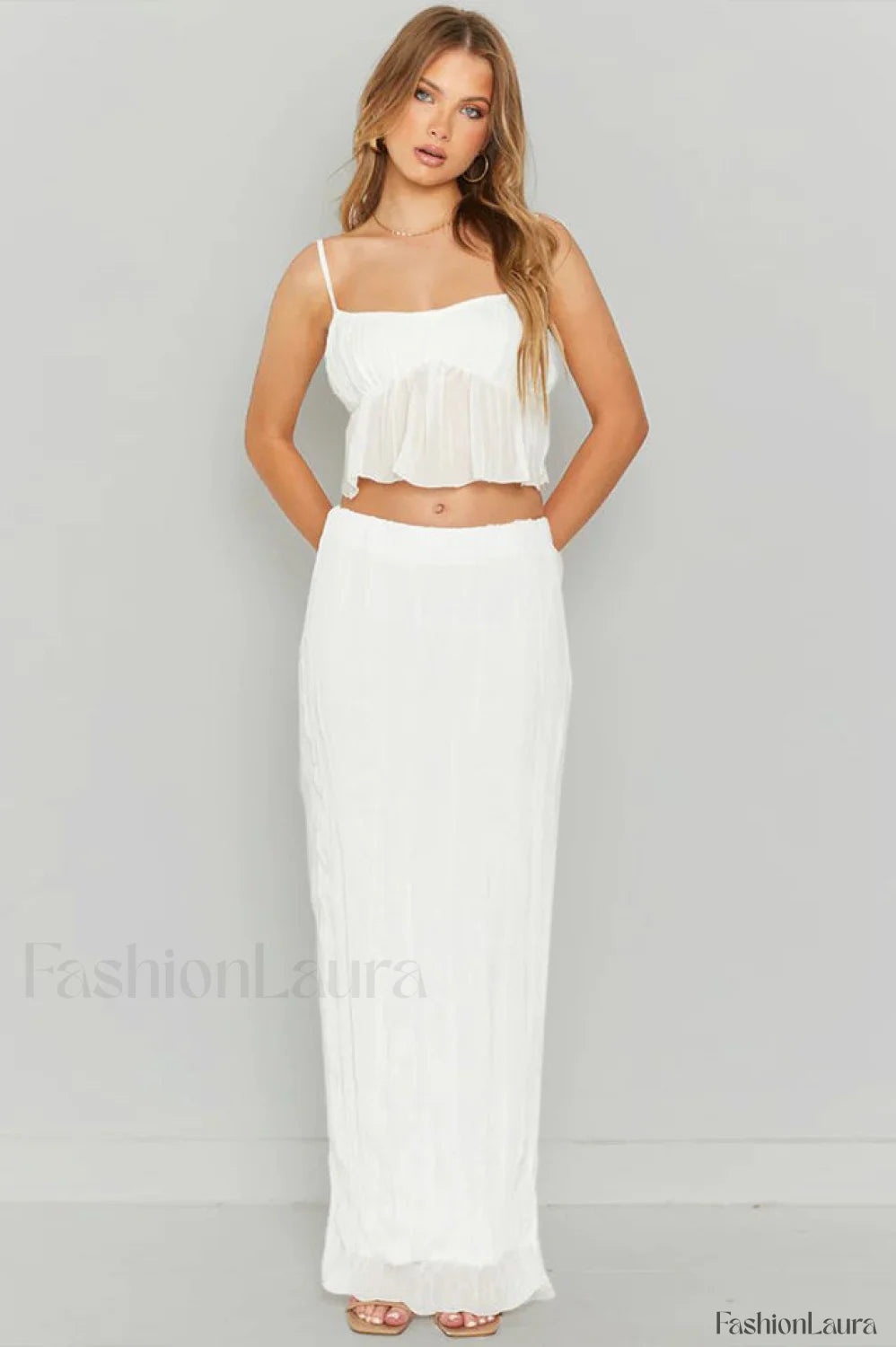 The Moment Top Charming + Skirt Set S / White