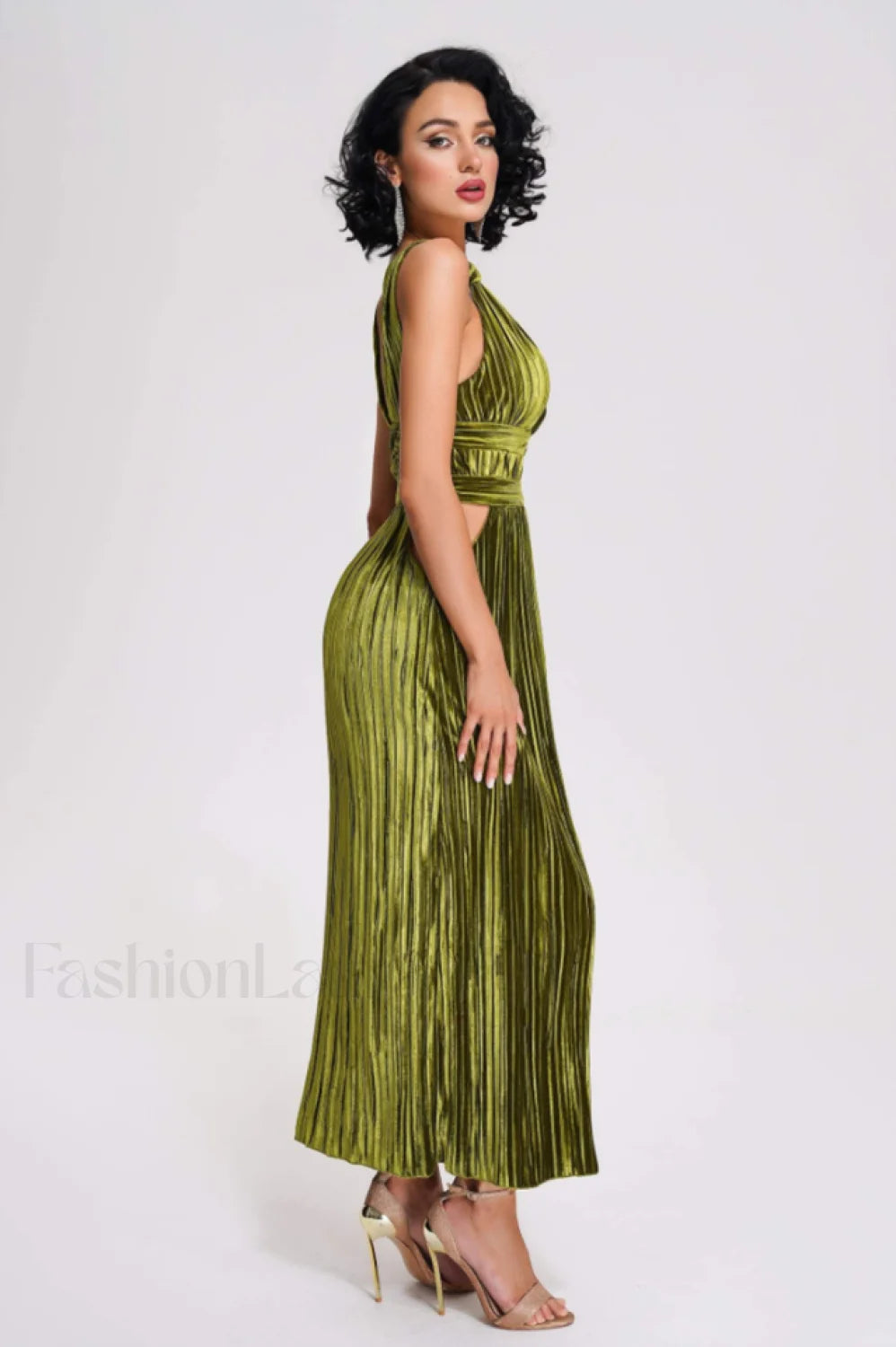 Thyme Velvet Stylish Slit Midi Dress
