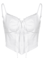 Tie Back Lace Trim Crop Cami Top Tops&Tees
