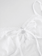 Tie Back Lace Trim Crop Cami Top Tops&Tees