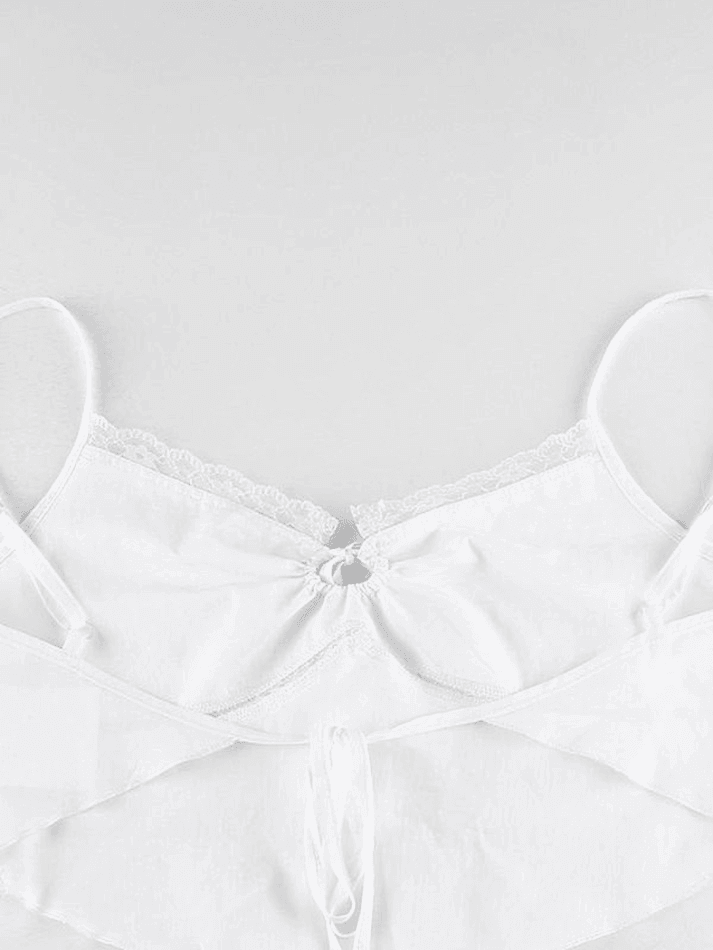 Tie Back Lace Trim Crop Cami Top Tops&Tees