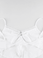 Tie Back Lace Trim Crop Cami Top Tops&Tees