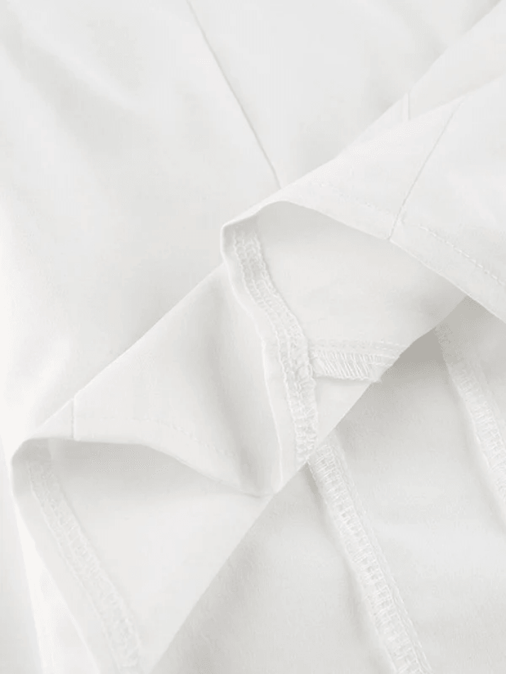 Tie Design White Cropped Blouse Shirts