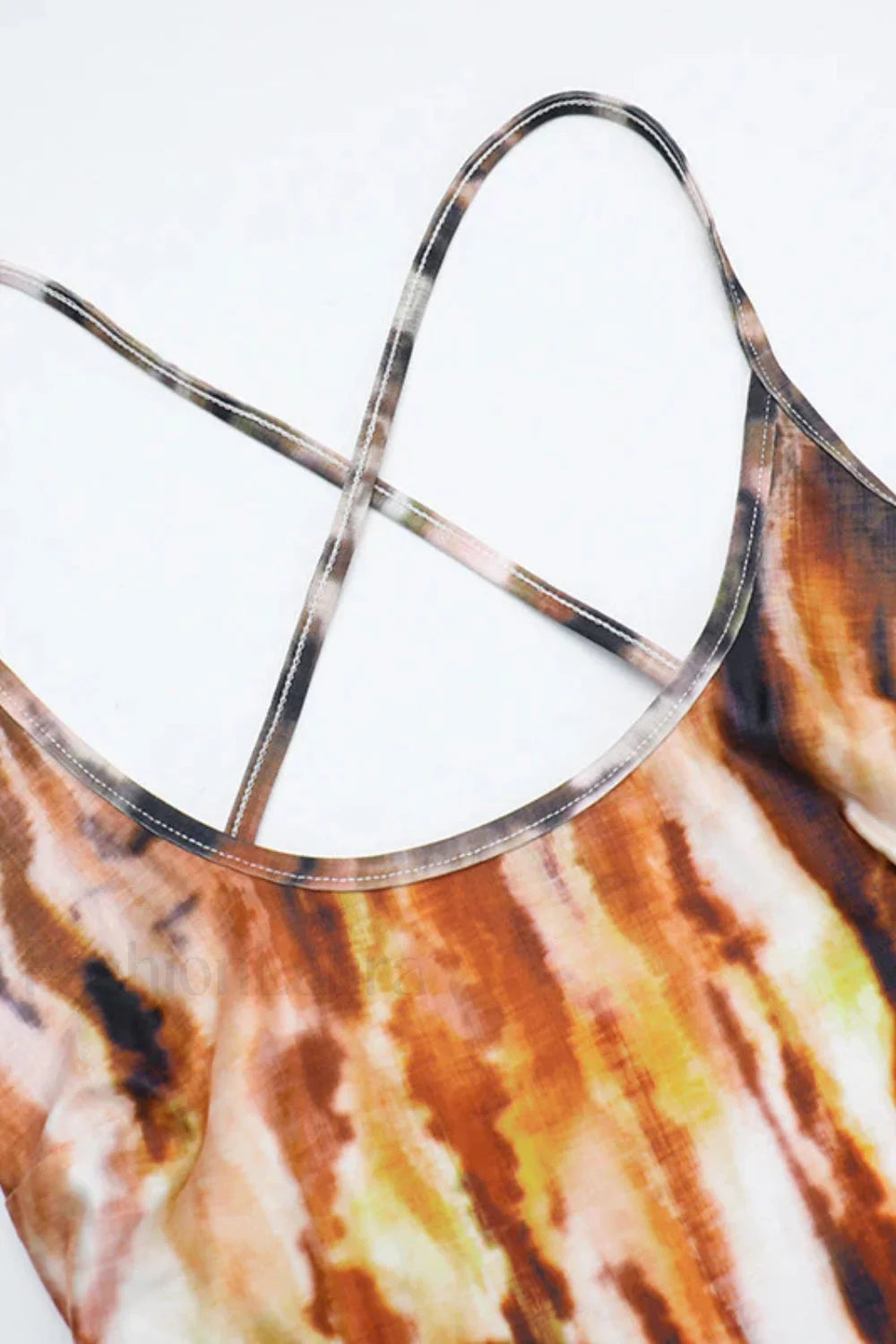 Tie Dye Backless Strappy Sexy Holiday Floral Dress