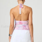 Tie Dye Halter Backless Crop Top