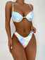 Tie Dye Push Up Sarong Bikini Three Piece Set COLORFUL / S