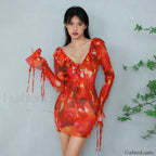 Tie Dye Ruffled Floral Dress