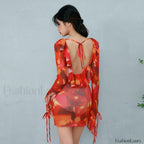 Tie Dye Ruffled Floral Dress