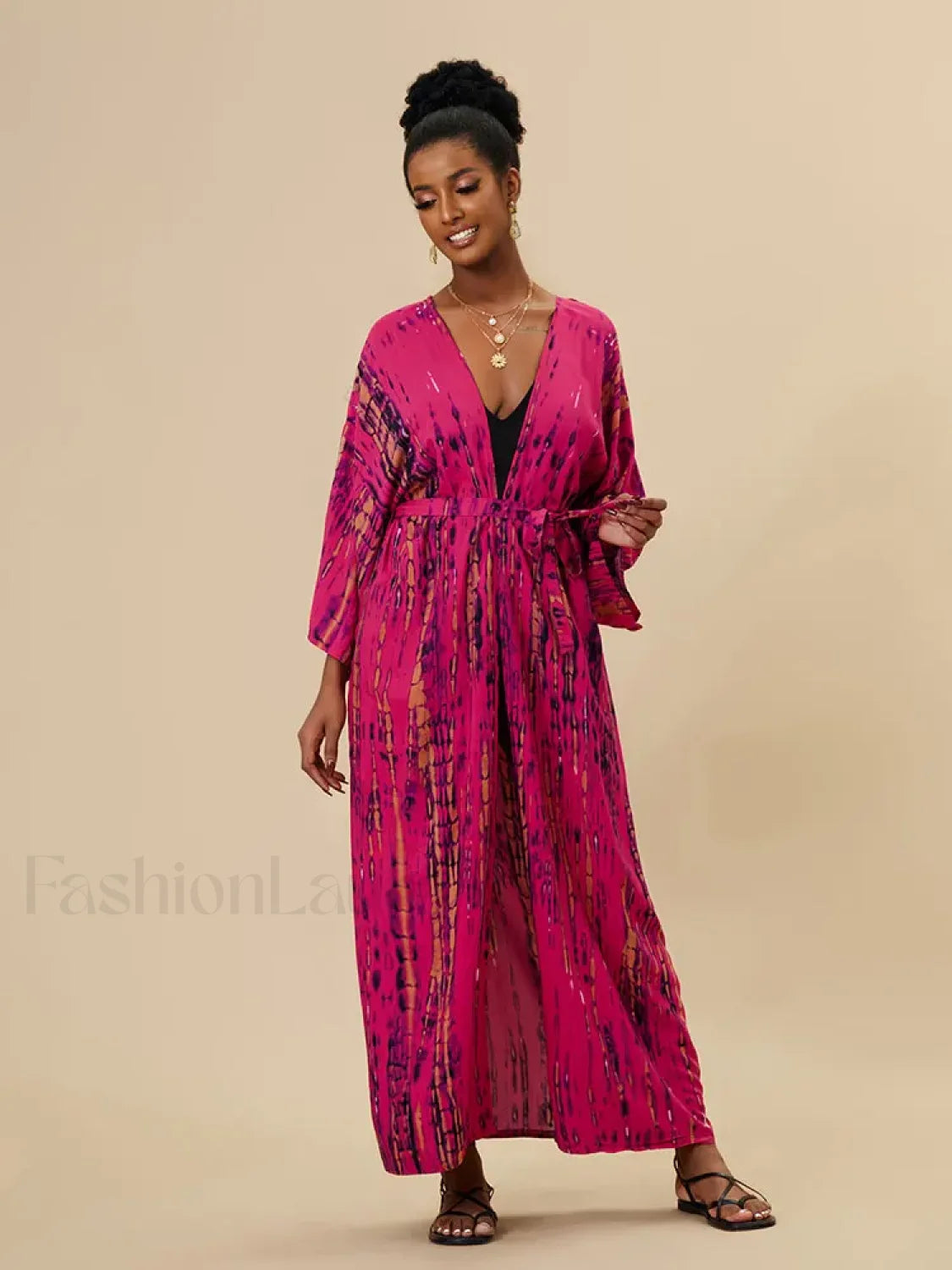 Tie dye Striped Tunic Cover Up Secondary image