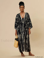 Tie dye Striped Tunic Cover Up BLACK / One Size