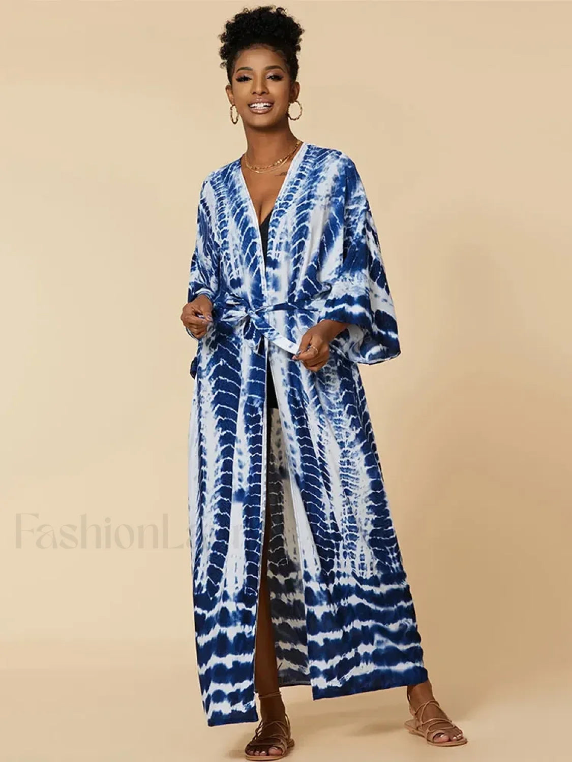 Tie dye Striped Tunic Cover Up BLUE / One Size Main image