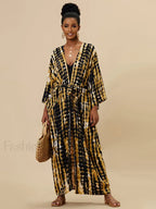 Tie dye Striped Tunic Cover Up BROWN / One Size