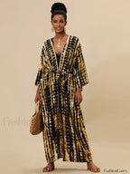 Tie dye Striped Tunic Cover Up BROWN / One Size