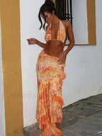Tie Dye Tassel Skirt Two Piece Set