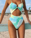 Tie Dye Tummy Cut Out One Piece Light Green / S