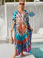 Tie Dye V Neck Plus Size Cover Up MULTI / One Size