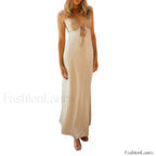 Tie Front Backless Cami Maxi Dress Champagne / S