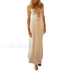 Tie Front Backless Cami Maxi Dress Champagne / S