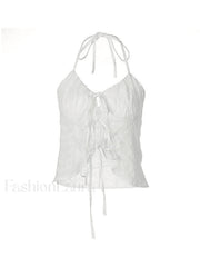 Tie Strap Broderie Lace Corset Top Tops&Tees