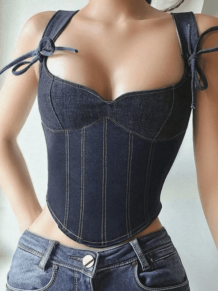 Tie Strap Denim Corset Top Blue / S Tops&Tees Main image