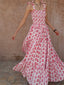 Tie Strap Floral A Line Maxi Dress pink / S