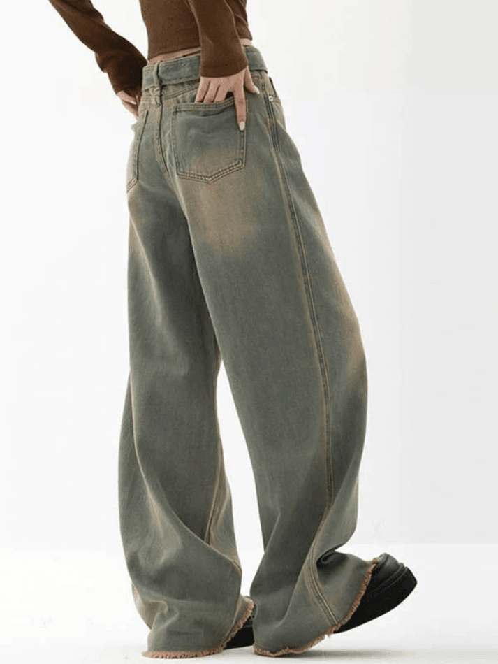 Tie Strap Seam Detail Boyfriend Jeans Jeans