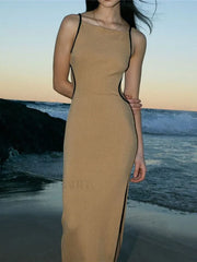 Tie Up Backless Midi Dress