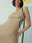 Tie Up Backless Midi Dress khaki / S