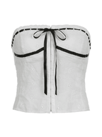Tie Up Broderie Lace Bandeau Top Tops&Tees