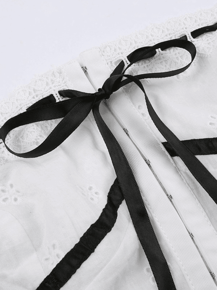 Tie Up Broderie Lace Bandeau Top Tops&Tees