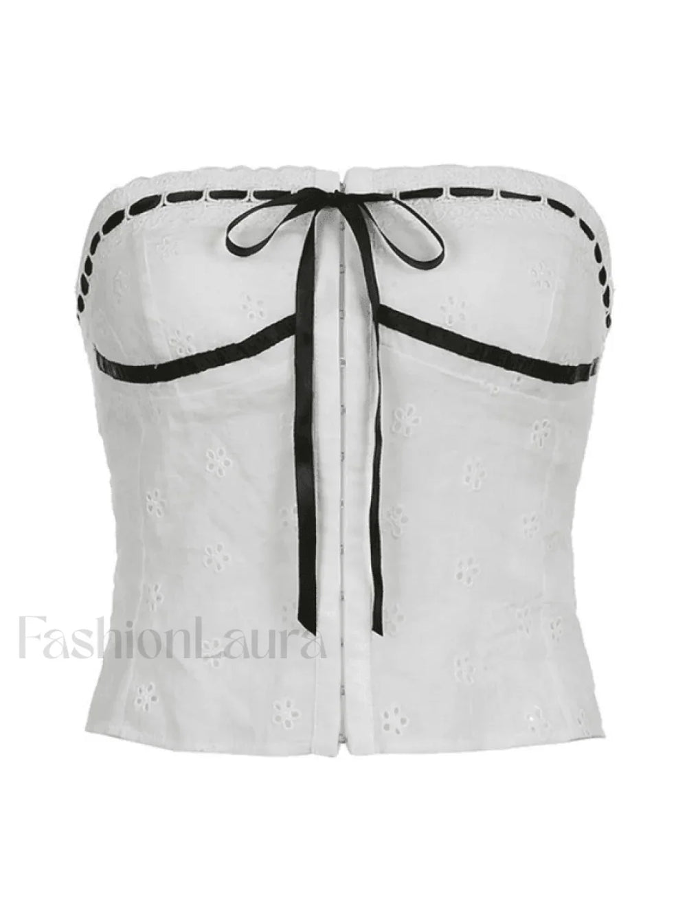 Tie Up Broderie Lace Bandeau Top Tops&Tees