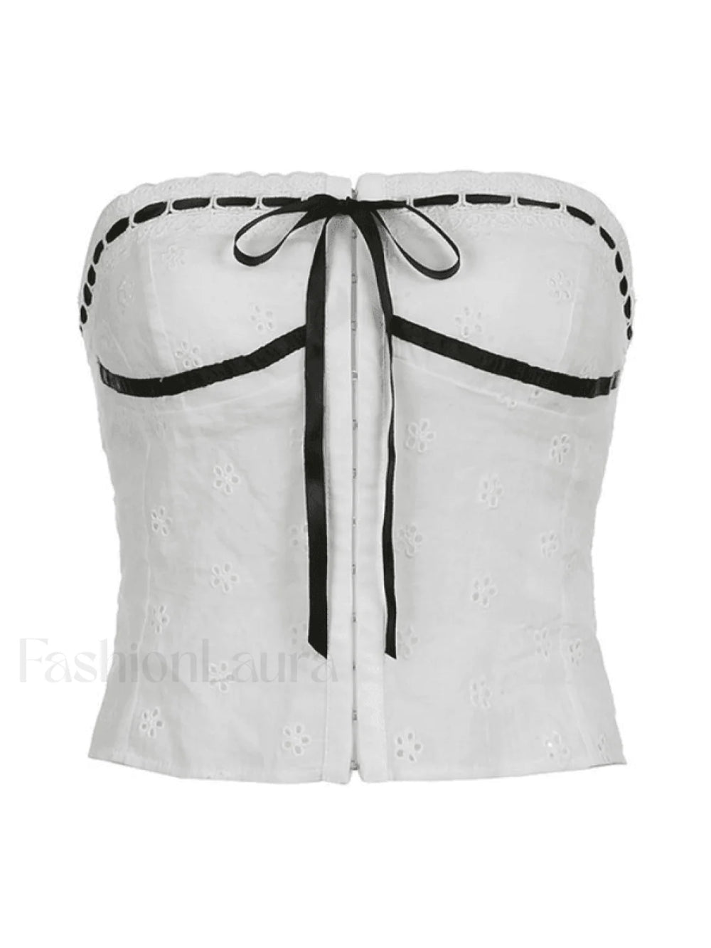 Tie Up Broderie Lace Bandeau Top Tops&Tees