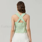Tie Up Floral Slim Crop Top