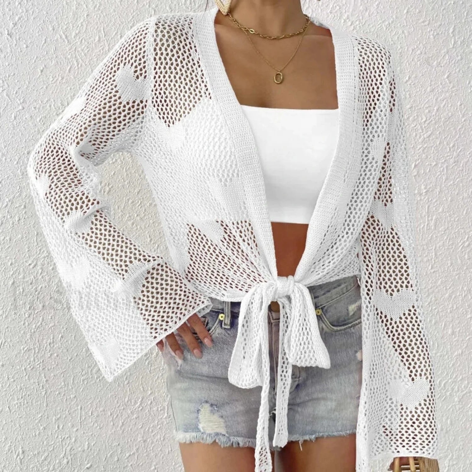 Tie Up Loose Knit Beach Cover Up Main image