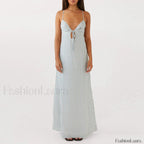 Tie up Spaghetti Cutout Maxi Dress Green / S