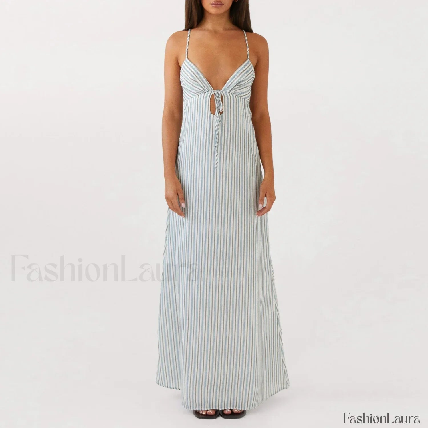 Tie up Spaghetti Cutout Maxi Dress Green / S